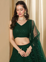 Green Sequins Georgette Festival Wear Lehenga Choli