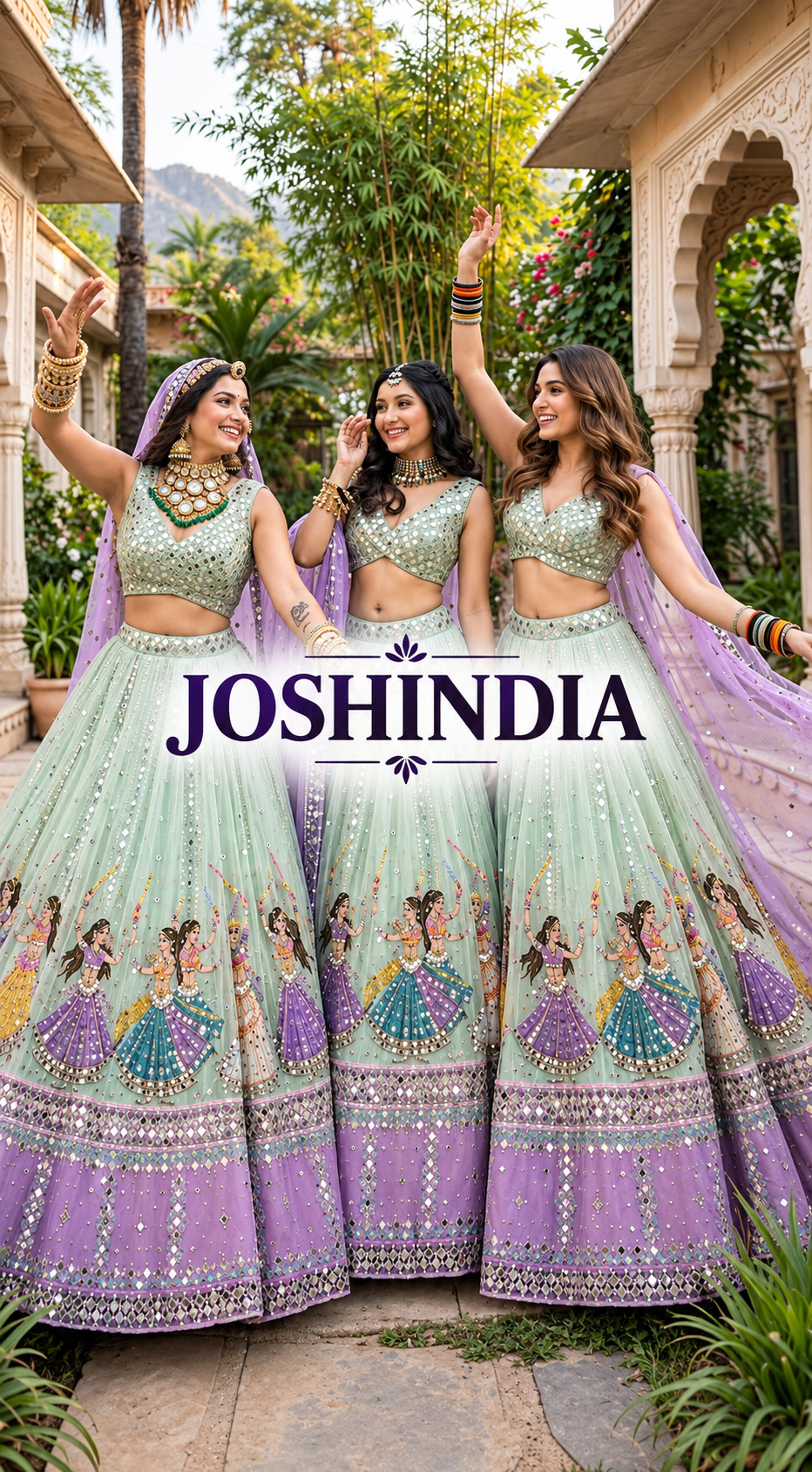 Navratri SpecialPremium Star Georgette Lehenga with Digital Print &amp; Real Mirror Work