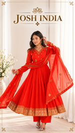Mehndi Green Georgette Anarkali Suit Set with Pant Dupatta Sequins Work Party