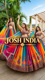 Navratri Multicolor Garba Print Chaniya Choli Real Mirror Work with Dupatta
