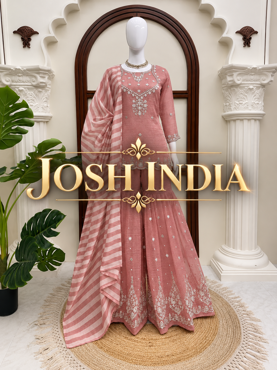 Salsa Silk Top Sharara Dupatta Set Thread Sequence Work Fully Stitched Women