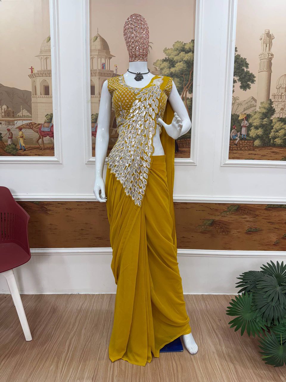 Yellow Color Designer Ready To Wear Saree