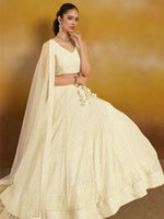 Off-White Thread Work Georgette Traditional Lehenga Choli