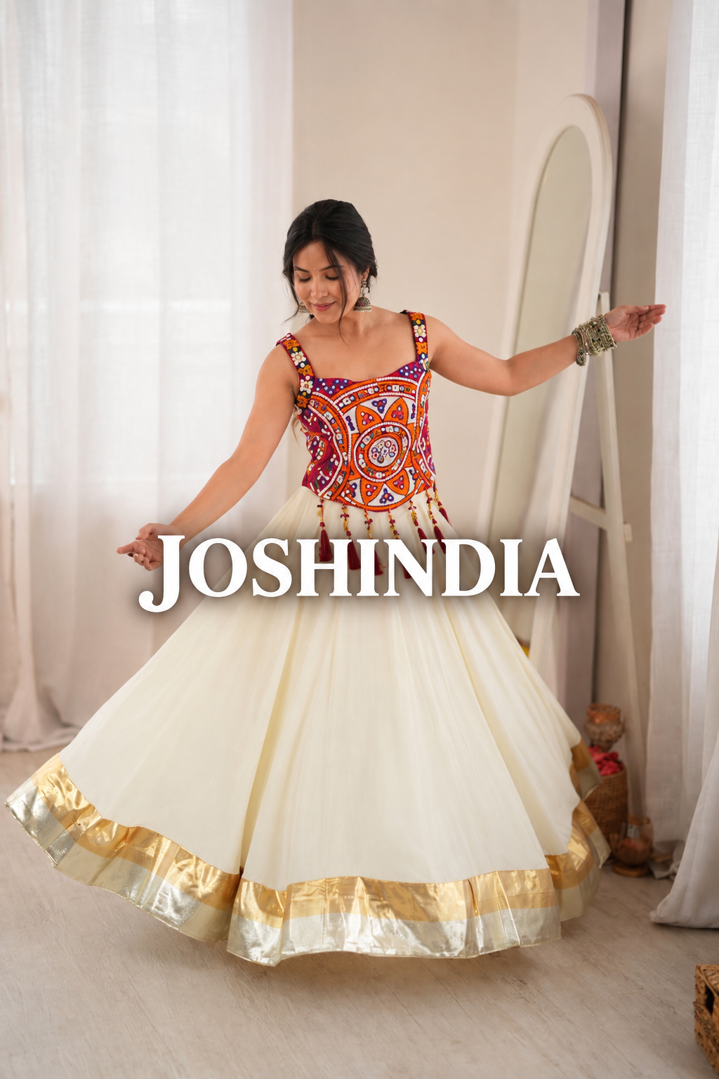 NAVRATRI Heavy Rayon Lehenga Choli with Fancy Lagdi Patta Lace &amp; Mirror Work