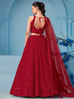 Red Sequins Georgette Wedding Lehenga Choli With Dupatta