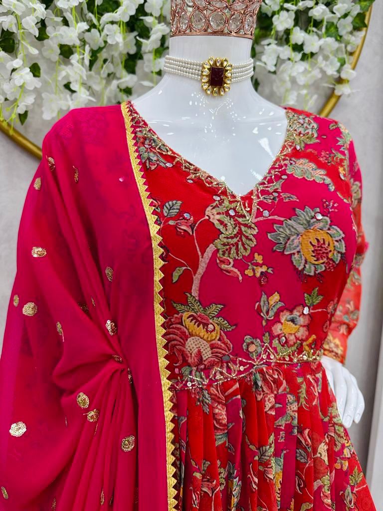 Buy Jacket Style Semi Stitched Printed Indian Gowns Online for Women in USA