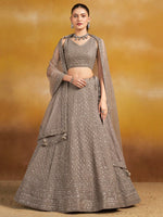 Grey Thread Embroidered Georgette Lehenga Choli