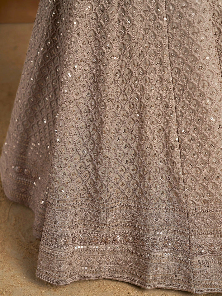 Grey Thread Embroidered Georgette Lehenga Choli