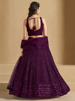 Wine Thread Work Georgette Reception Wear Lehenga Choli