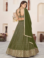 Green Sequins Georgette Mehendi Wear Lehenga Choli