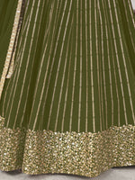 Green Sequins Georgette Mehendi Wear Lehenga Choli