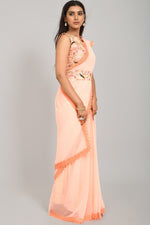 Peach Saree - Buy Peach Color Designer Saree Online - Joshindia
