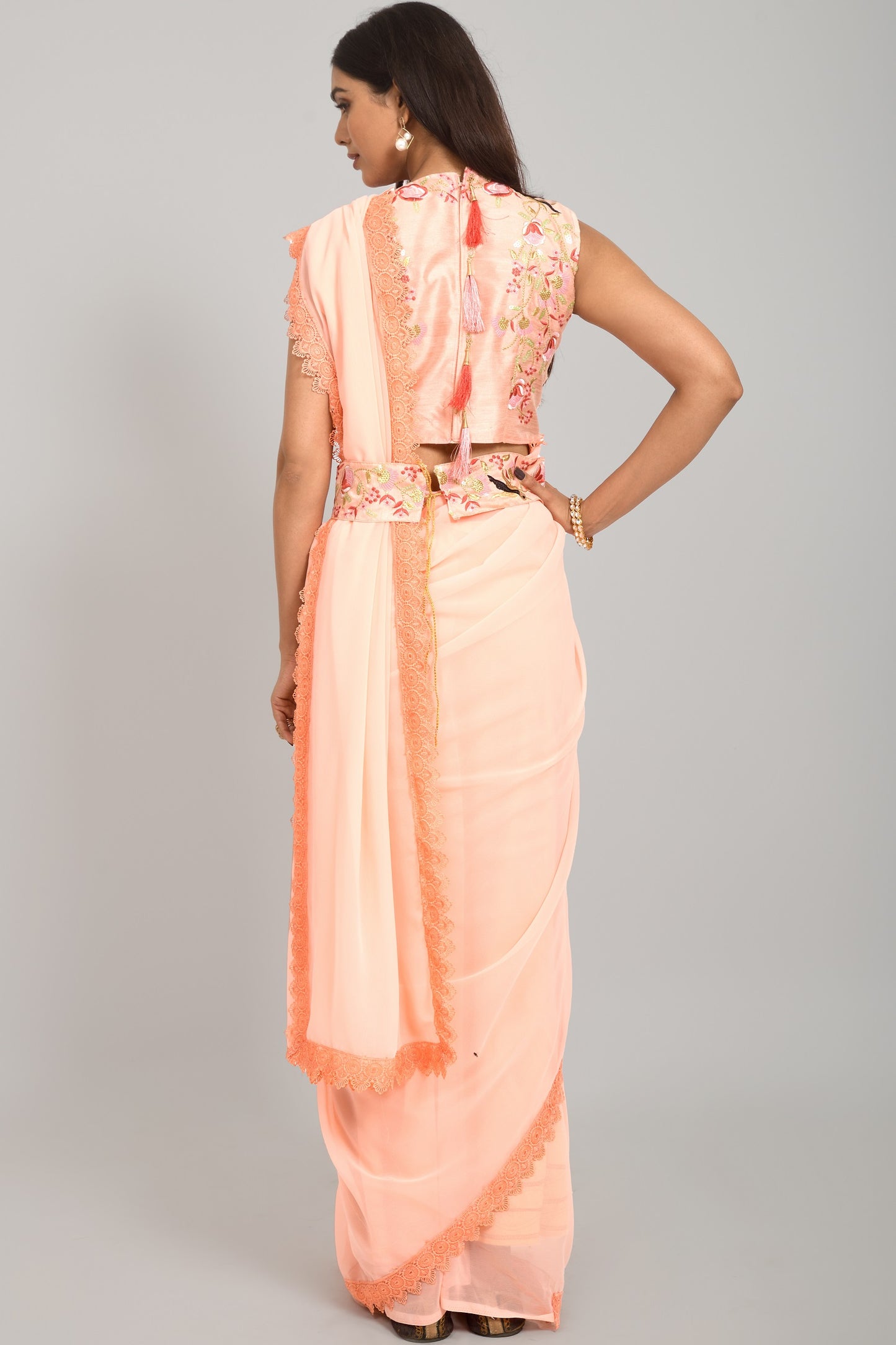 Peach Saree - Buy Peach Color Designer Saree Online