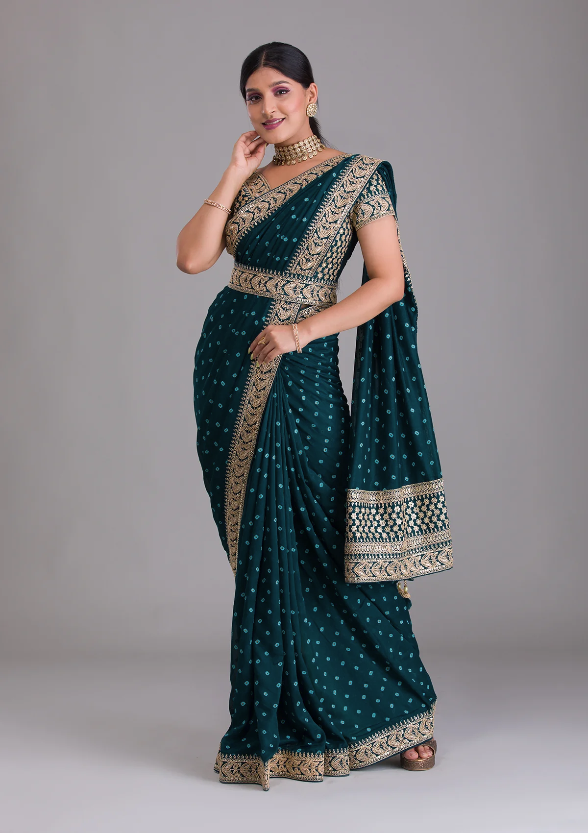 Petrol blue soft silk saree - JOSHINDIA - Joshindia