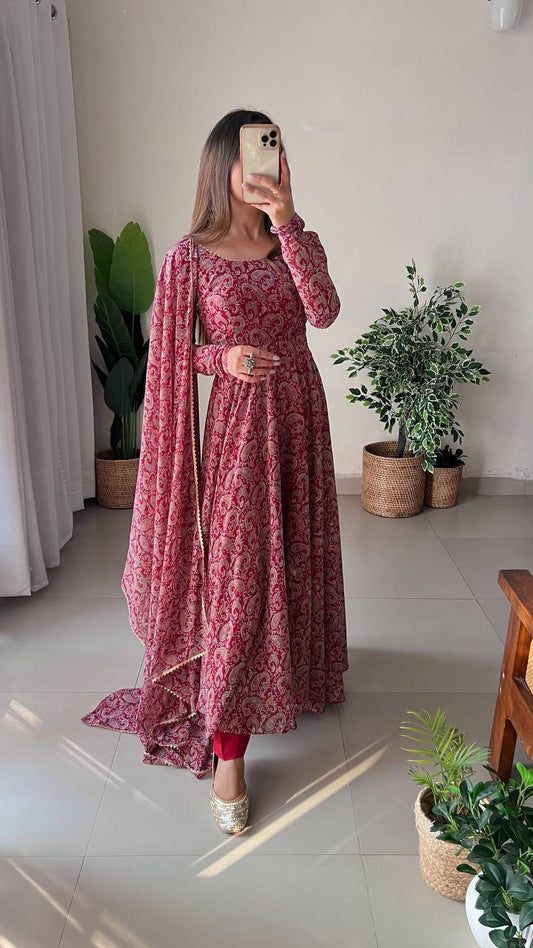 Latest Designs of Maroon Anarkali Dresses Shopping