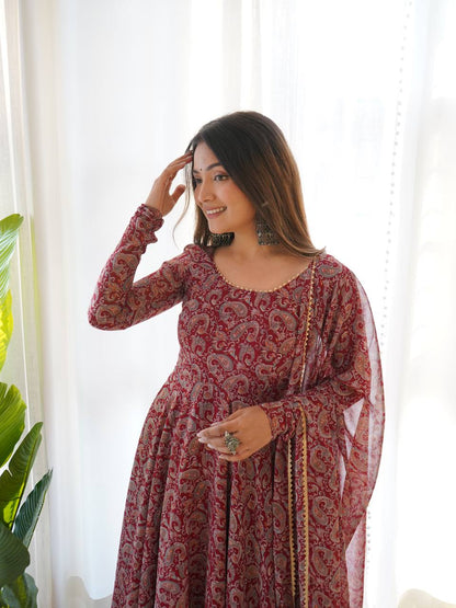 Latest Designs of Maroon Anarkali Dresses Shopping