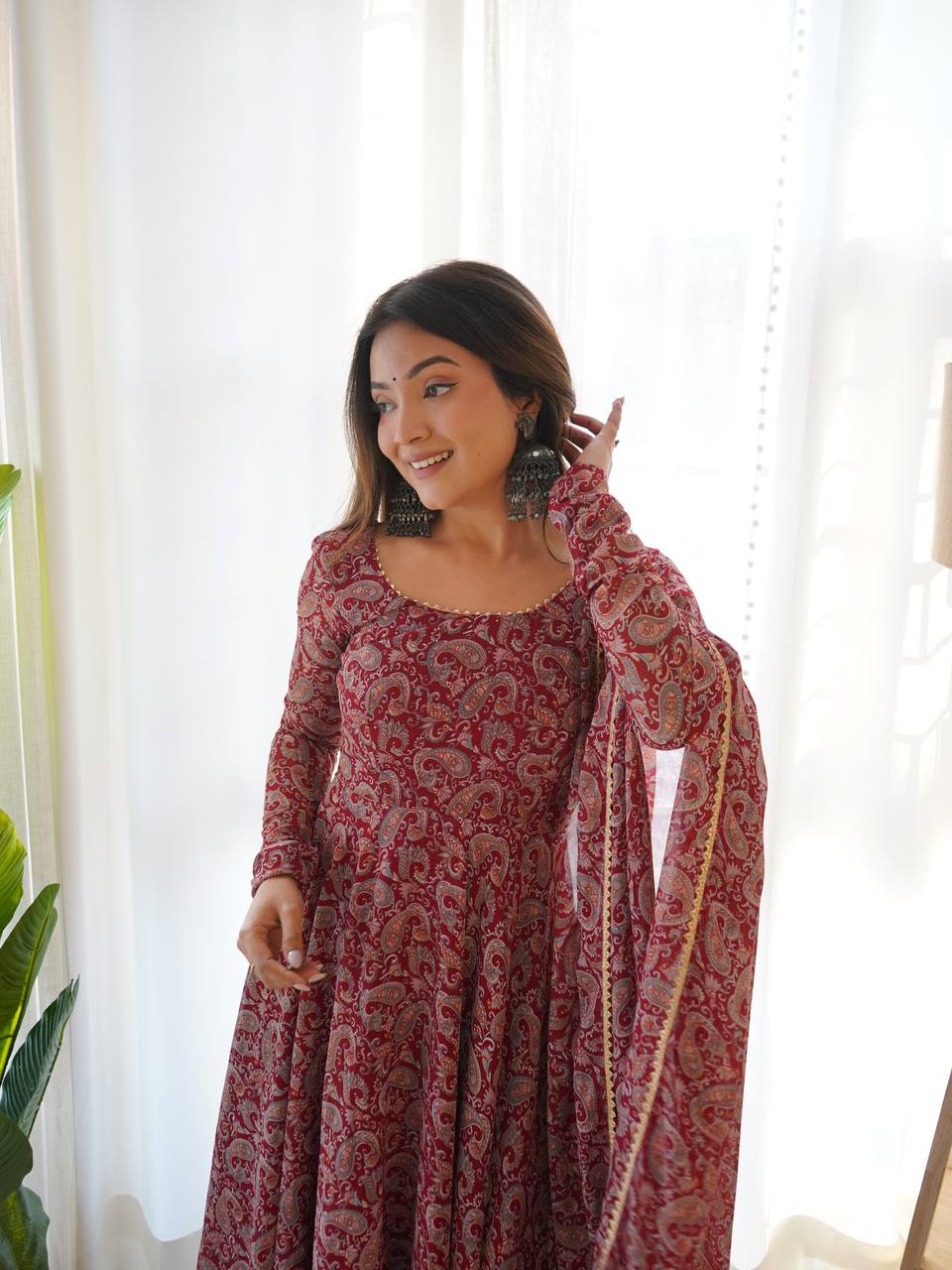 Latest Designs of Maroon Anarkali Dresses Shopping - Joshindia