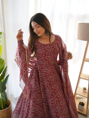 Latest Designs of Maroon Anarkali Dresses Shopping - Joshindia