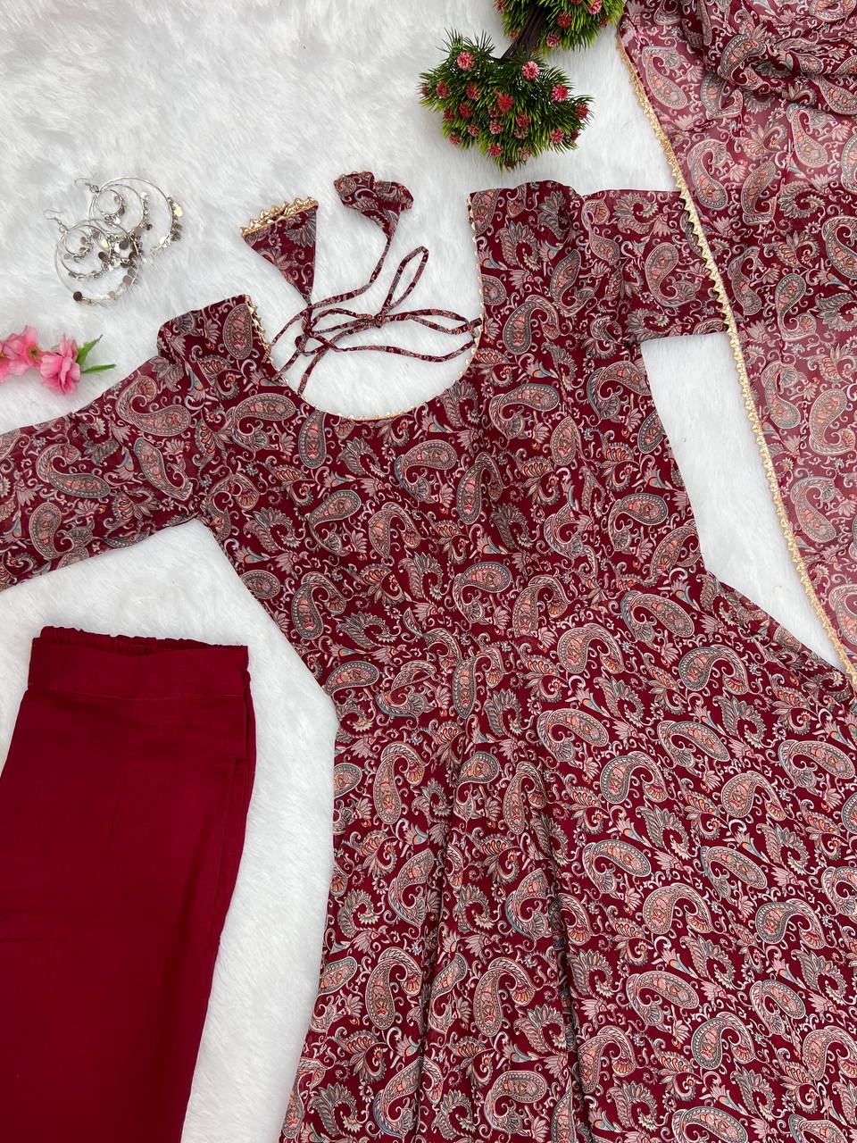 Latest Designs of Maroon Anarkali Dresses Shopping - Joshindia