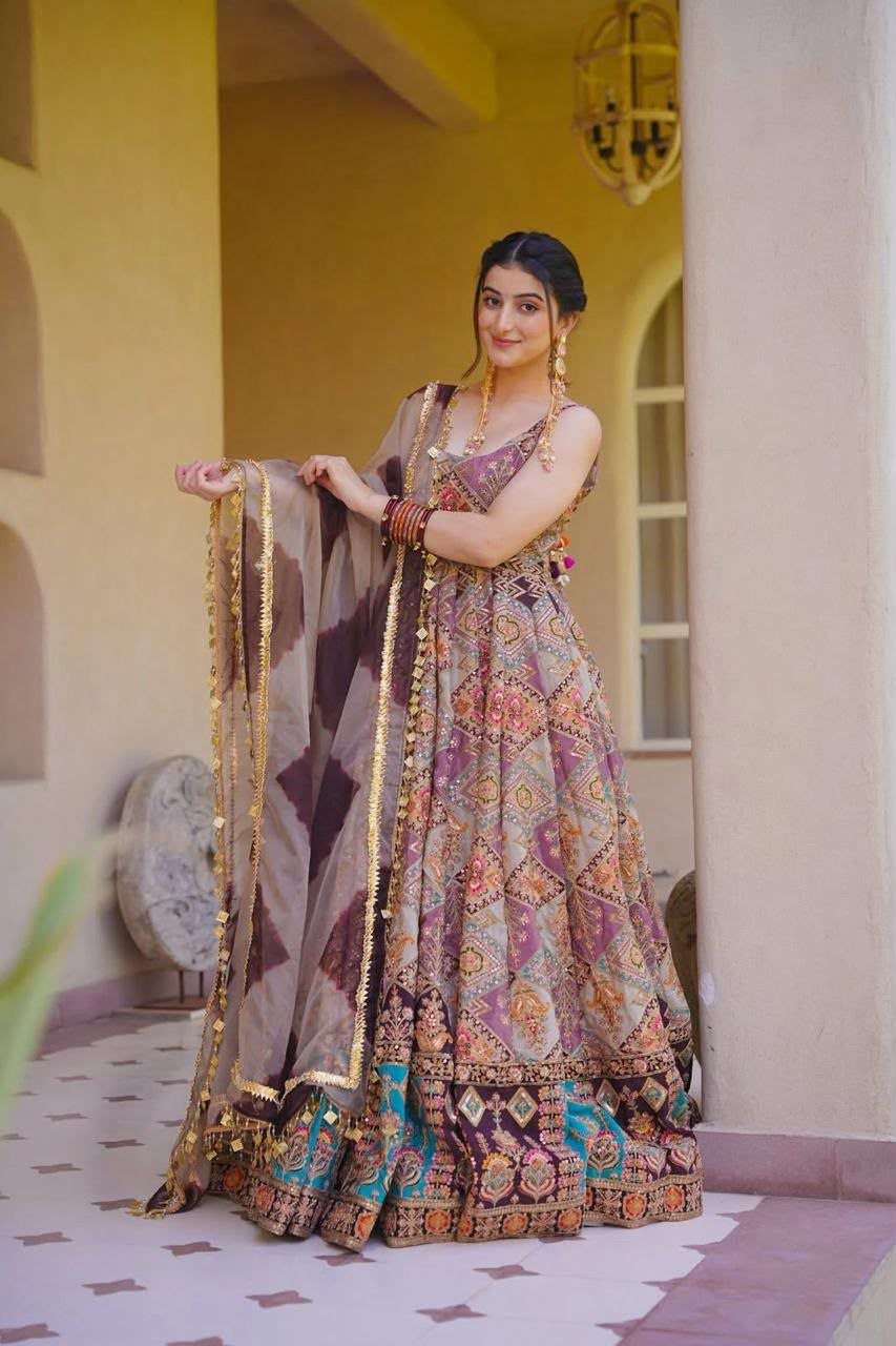 Digital Printed Jimmy Organza Silk Anarkali Gown for Women