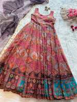 Digital Printed Jimmy Organza Silk Anarkali Gown for Women