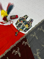 Navratri Special Pure Cotton Lehenga Choli with Mirror Work &amp; Embroidered Dupatta