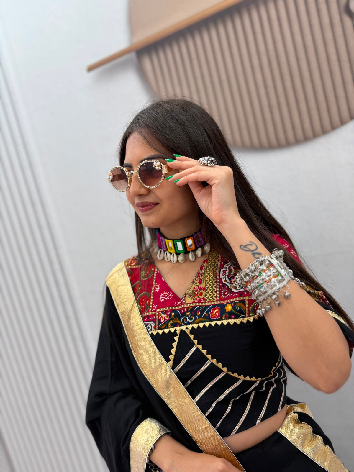 Navratri Special Pure Cotton Lehenga Choli with 6 Meter Big Flair | Foil Print Choli &amp; Lace Border Dupatta&nbsp;