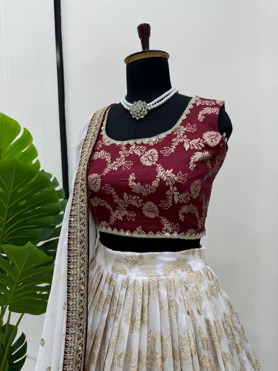 Jacquard Sequence Coding Work Lehenga Choli | Semi-Stitched