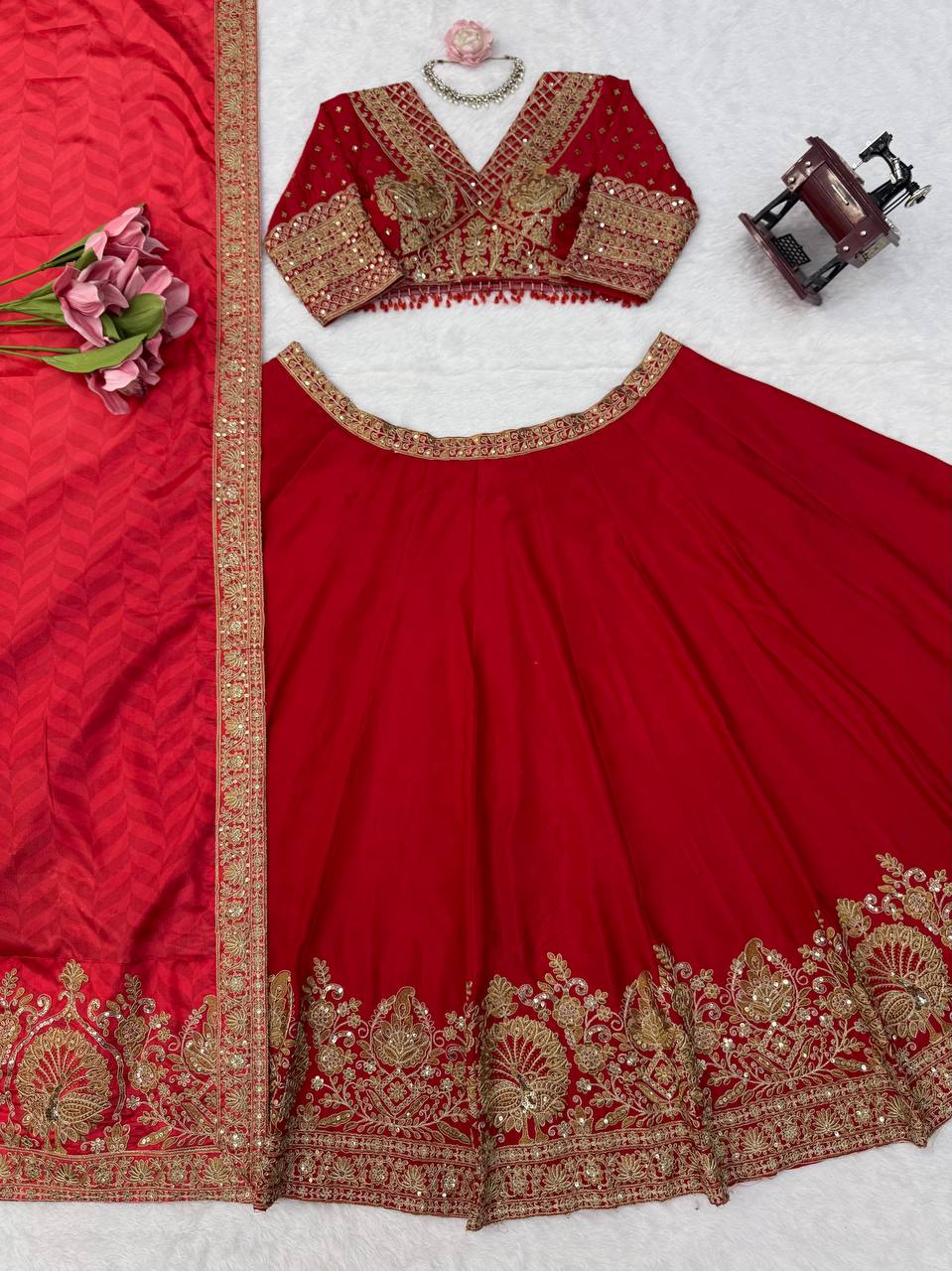 WeddingHeavy Boutique Chinon Lehenga Choli with Coding &amp; Sequence Work