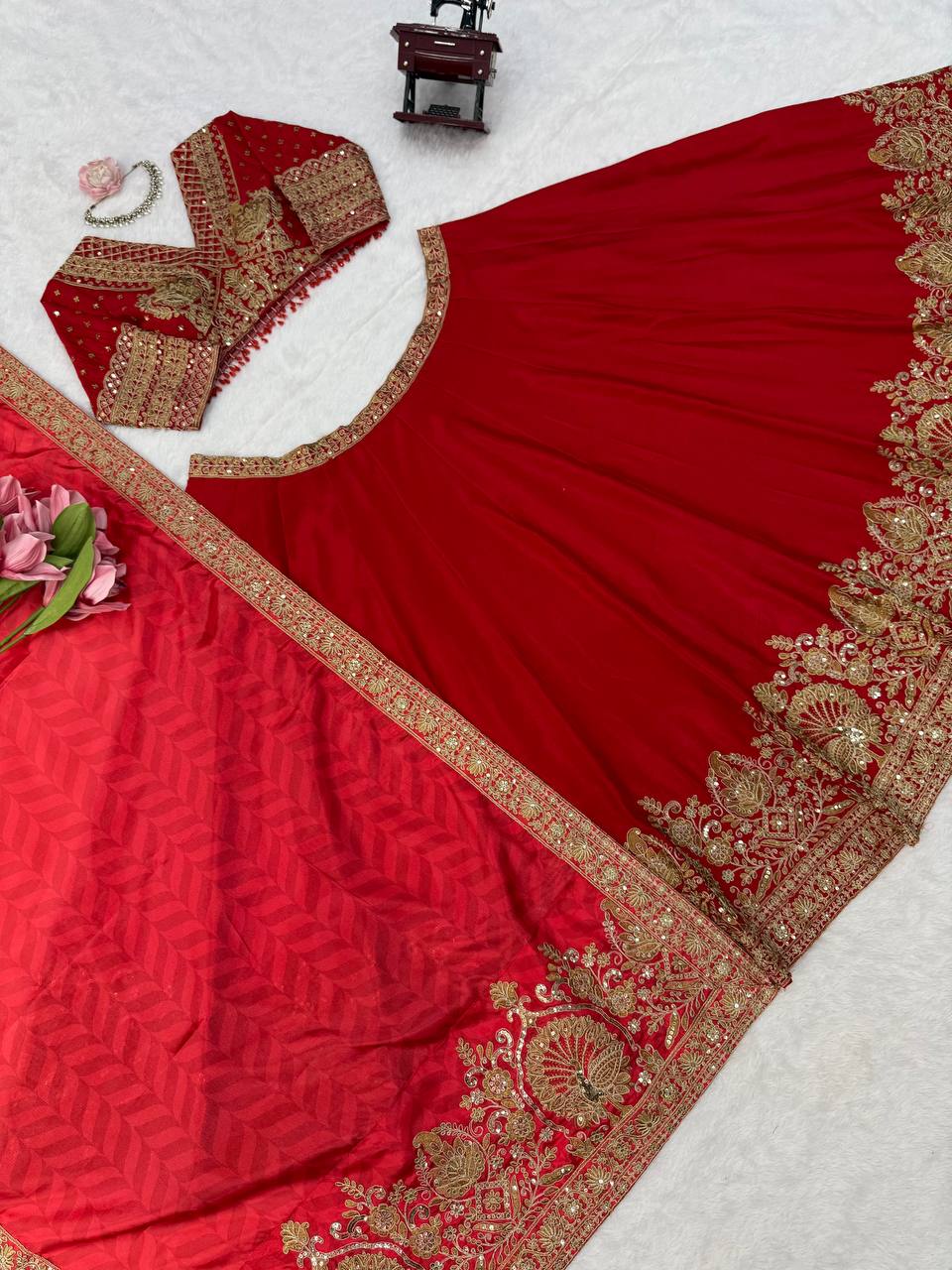 WeddingHeavy Boutique Chinon Lehenga Choli with Coding &amp; Sequence Work