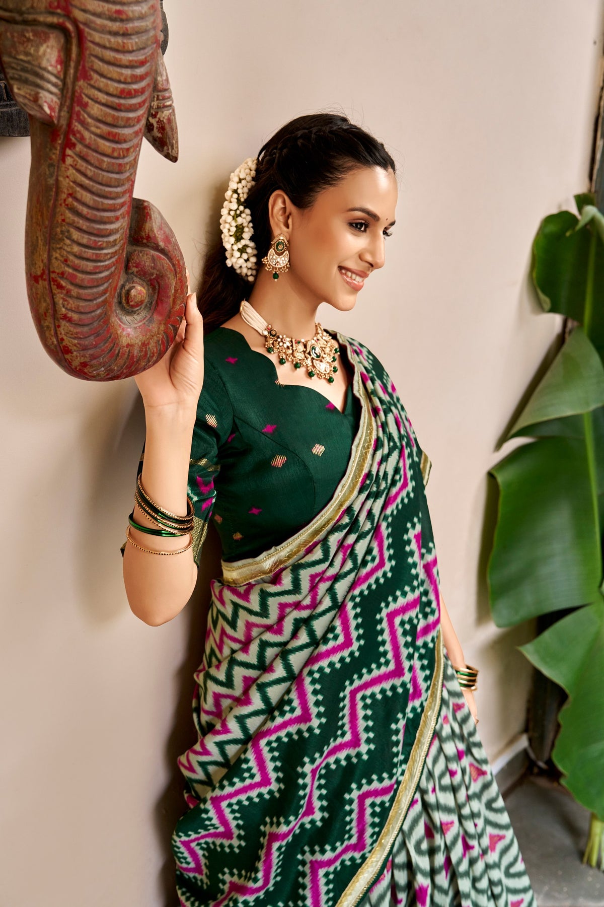Tasar Silk Lehenga with Ikat &amp; Foil Print – Festive Designer Lehenga Choli Set