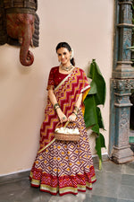 Tasar Silk Lehenga with Ikat &amp; Foil Print – Festive Designer Lehenga Choli Set