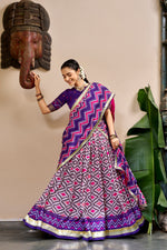 Tasar Silk Lehenga with Ikat &amp; Foil Print – Festive Designer Lehenga Choli Set