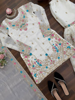 Anarkali Sharara Set with Sequence &amp; Rivet Moti Work – 3 Piece Fully Stitched