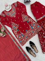 Anarkali Sharara Set with Sequence &amp; Rivet Moti Work – 3 Piece Fully Stitched