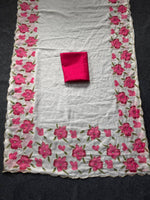 Super Rich Flower Print Saree with Handwork &amp; Matching Rani Blouse