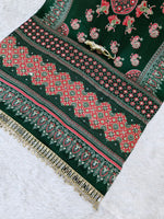 Premium Japan Satin Semi Gajji Silk Bandhani Saree with Peacock Pallu &amp; Mirror Lace Border