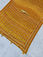 Japan Satin Silk Saree with Heavy Real Mirror Work &amp; Viscose Latkan Pallu Border