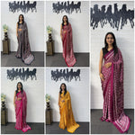 Japan Satin Silk Saree with Heavy Real Mirror Work &amp; Viscose Latkan Pallu Border