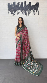 Heavy Mall Cotton Silk Saree with Traditional Print &amp; Elegant Border