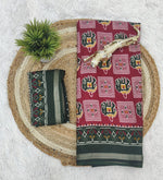 Heavy Mall Cotton Silk Saree with Traditional Print &amp; Elegant Border