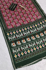 Heavy Mall Cotton Silk Saree with Traditional Print &amp; Elegant Border
