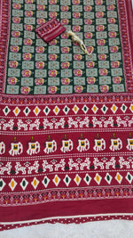 Heavy Mall Cotton Silk Saree with Traditional Print &amp; Elegant Border