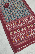 Heavy Mall Cotton Silk Saree with Traditional Print &amp; Elegant Border