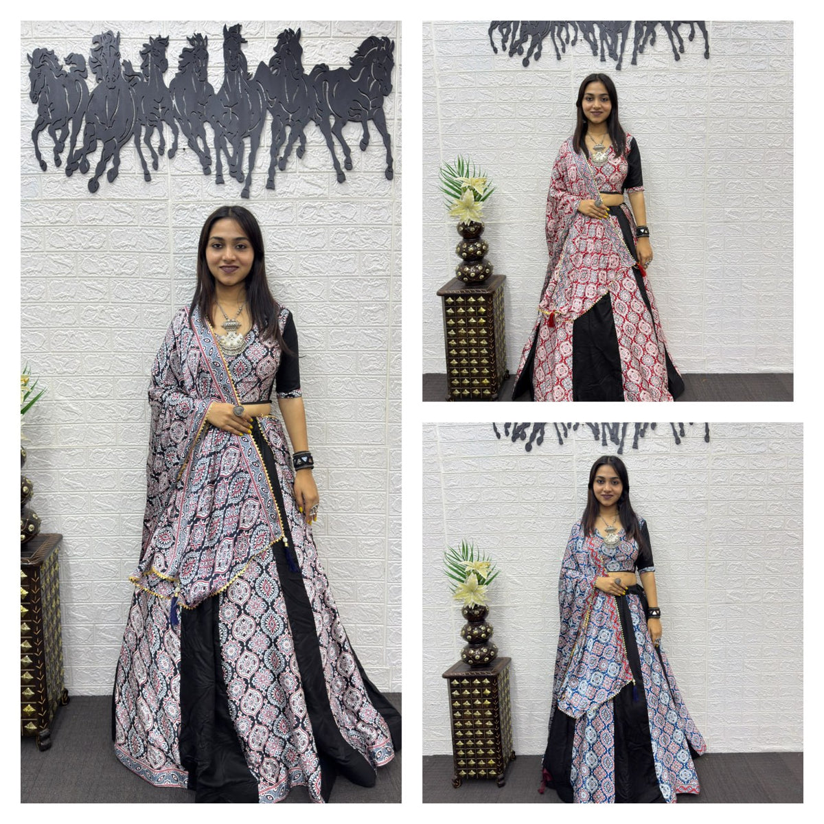 Premium Ajrakh Printed Lehenga Choli – Navratri Special Heavy Rayon Cotton Set