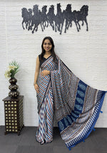 Japan Satin Silk Saree with Real Mirror Work &amp; Viscose Latkan Pallu Border&nbsp;