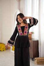 Heavy Rayon Silk Top Plazo Set with Real Mirror Embroidery &amp; Kodi Work | Ready to Wear