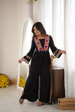Heavy Rayon Silk Top Plazo Set with Real Mirror Embroidery &amp; Kodi Work | Ready to Wear