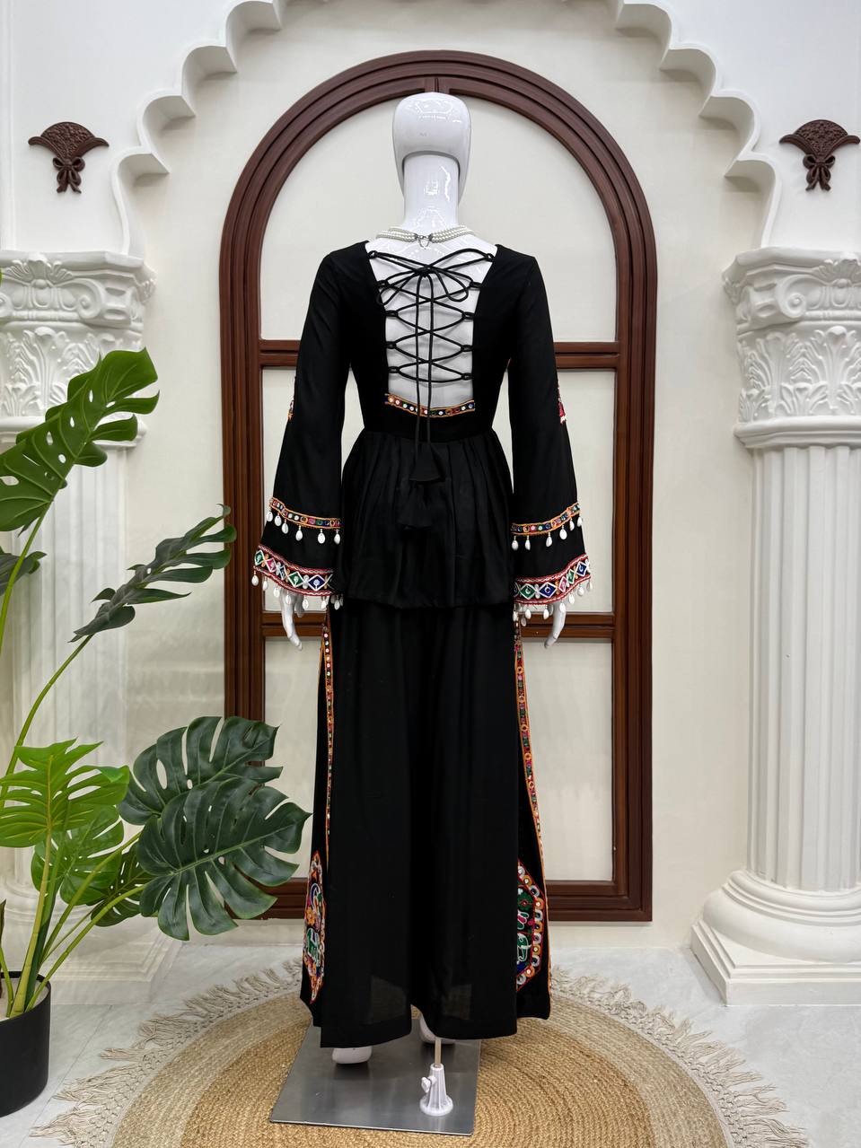 Heavy Rayon Silk Top Plazo Set with Real Mirror Embroidery &amp; Kodi Work | Ready to Wear