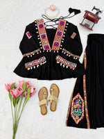 Heavy Rayon Silk Top Plazo Set with Real Mirror Embroidery &amp; Kodi Work | Ready to Wear